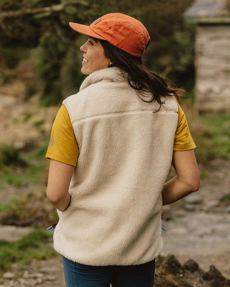 Women's Passenger Lucian Recycled Sherpa Vest Fleece Warm Ivory | US-DKWHYU439