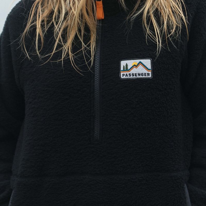 Women's Passenger Maine Hooded Recycled Sherpa Fleece Black | US-WOVCKM653