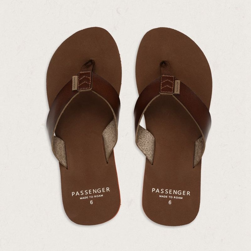 Women's Passenger Malibu Flip Flops Dark Brown | US-RHOVFX813