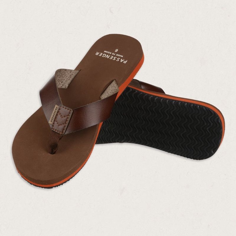 Women's Passenger Malibu Flip Flops Dark Brown | US-RHOVFX813