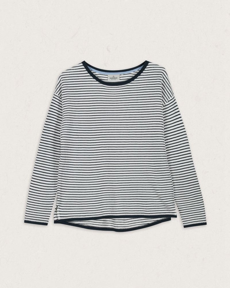 Women's Passenger Muir Organic Cotton Knitted Jumper Off White Stripe | US-CMGZYF135