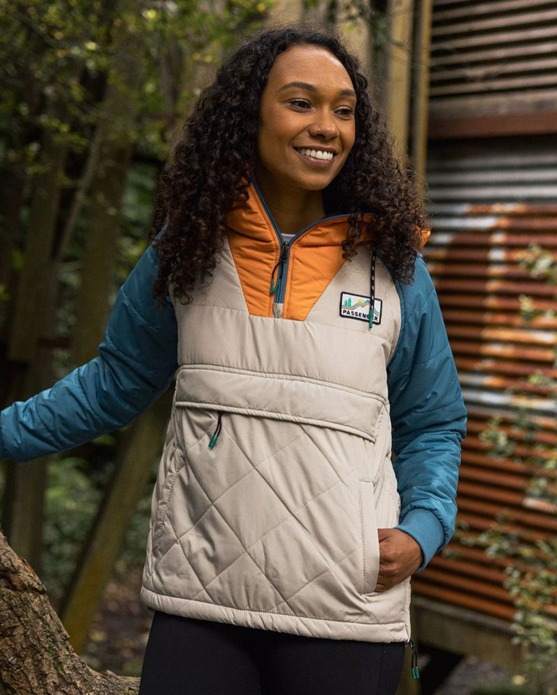 Women's Passenger Ocean Recycled Insulated 1/2 Zip Jacket Feather | US-TDQBXU760