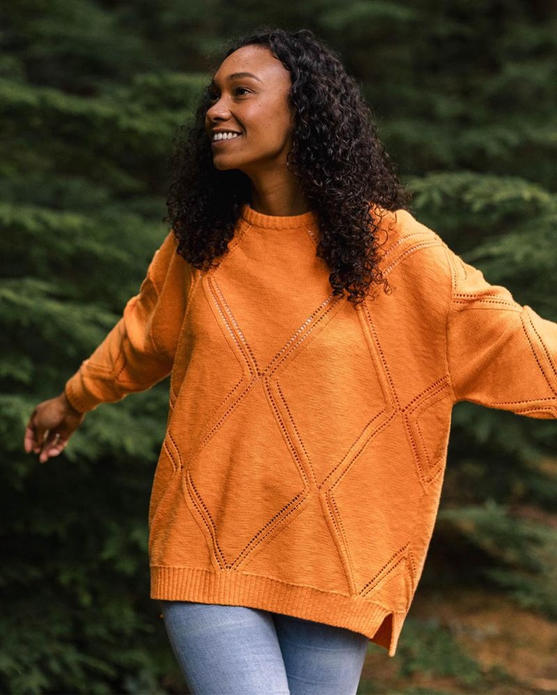 Women's Passenger Palm Organic Cotton Jumper Orange | US-CKHNDV671