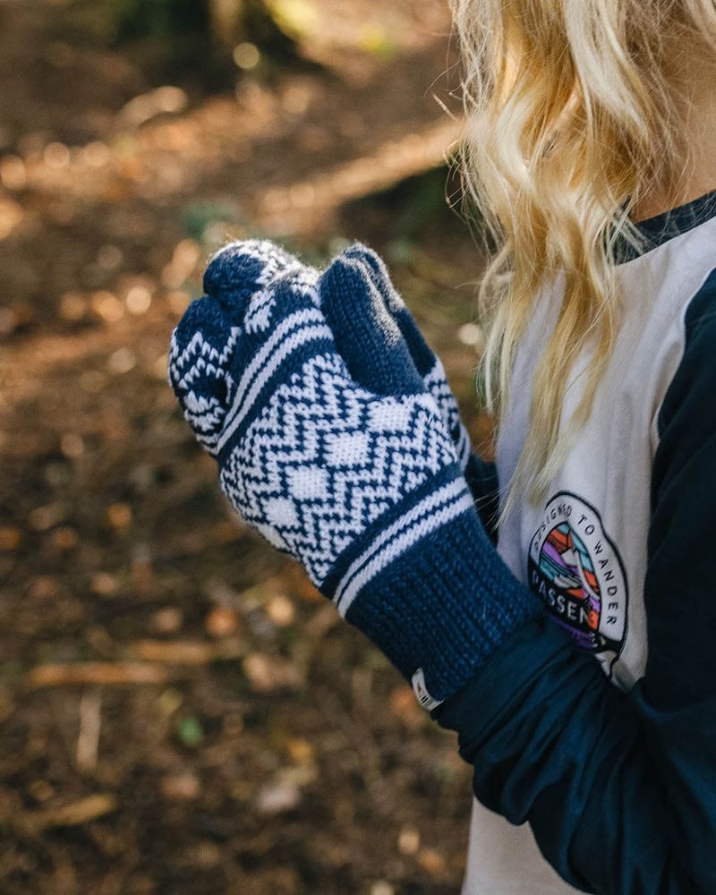 Women's Passenger Powder Fleece Lined Recycled Acrylic Mittens Rich Navy | US-FYHTNV374