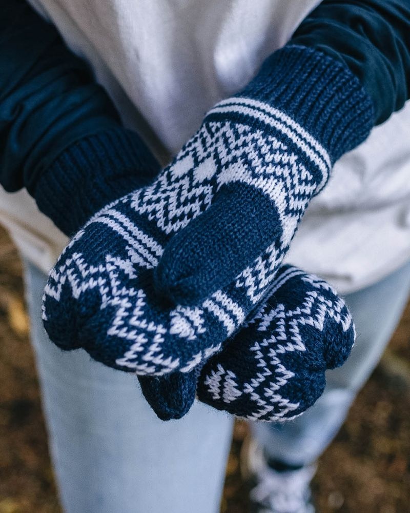 Women's Passenger Powder Fleece Lined Recycled Acrylic Mittens Rich Navy | US-FYHTNV374