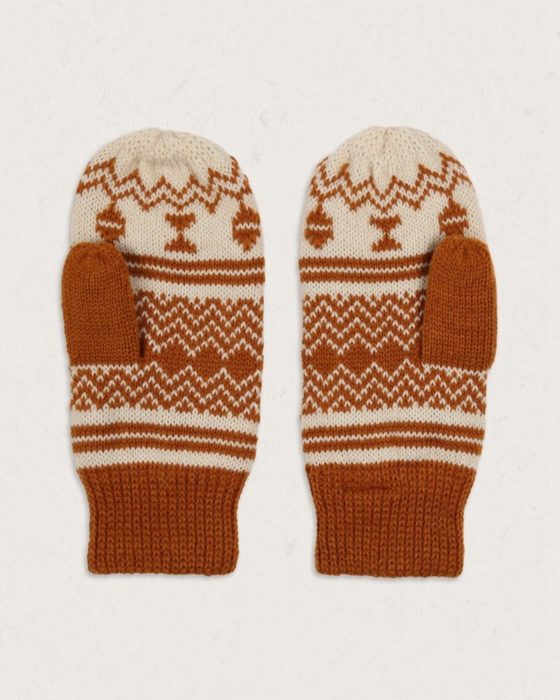 Women's Passenger Powder Fleece Lined Recycled Acrylic Mittens Orange Brown | US-WMQLFY724