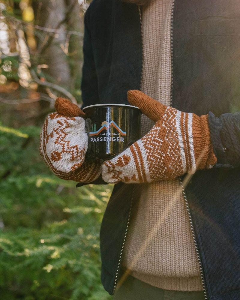 Women's Passenger Powder Fleece Lined Recycled Acrylic Mittens Orange Brown | US-WMQLFY724