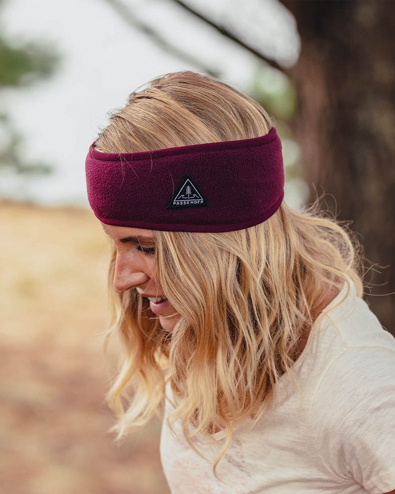 Women's Passenger Roamer Recycled Polar Fleece Headband Windsor Wine | US-YXPEBL485