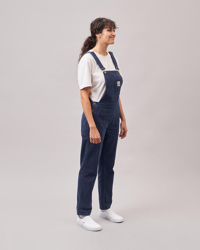 Women's Passenger Roamist Cord Dungarees Dark Denim | US-HUICPT035