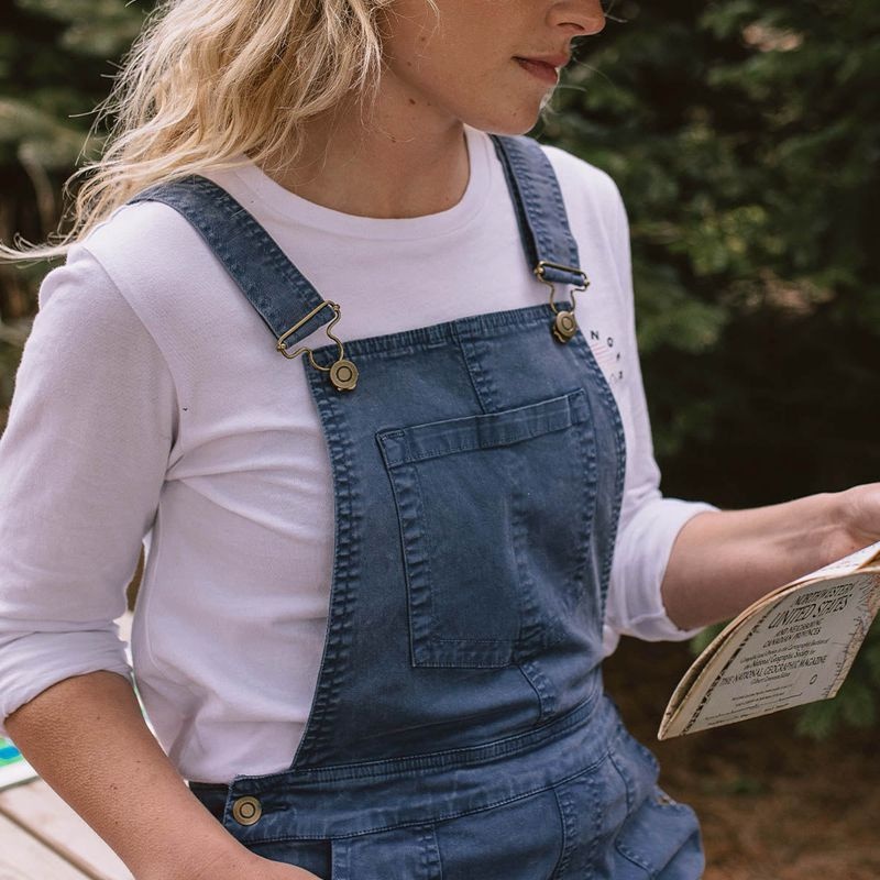 Women's Passenger Roamist Dungarees Dark Denim | US-QUSXKM421