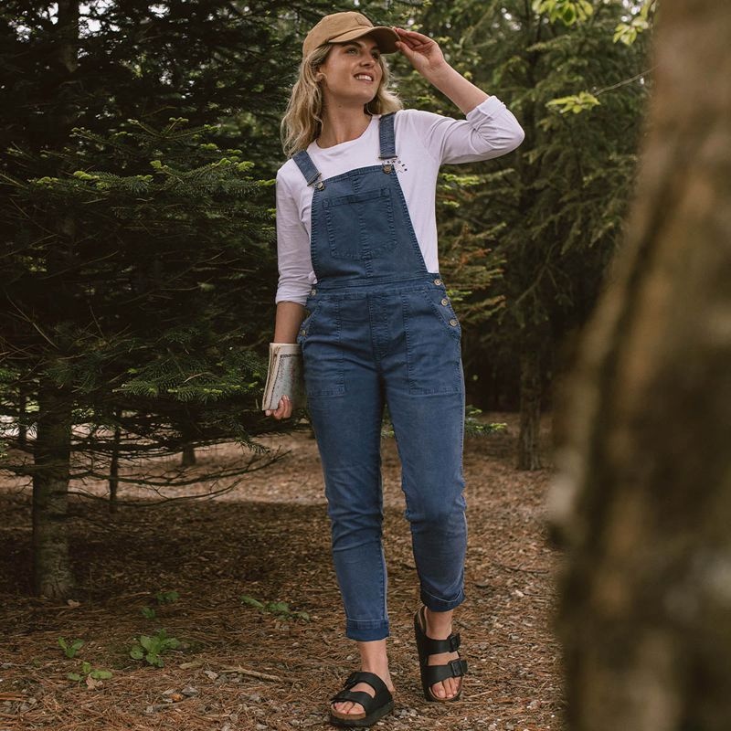 Women's Passenger Roamist Dungarees Dark Denim | US-QUSXKM421