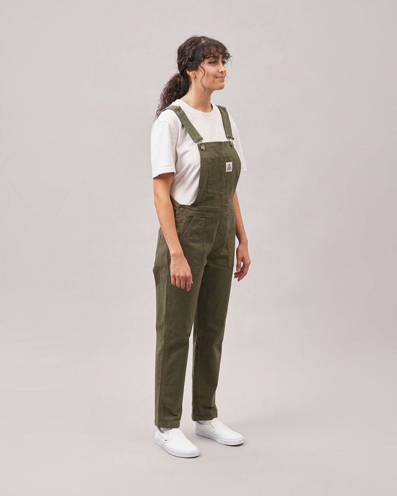 Women's Passenger Roamist Organic Cotton Dungarees Khaki | US-YLJZTM064