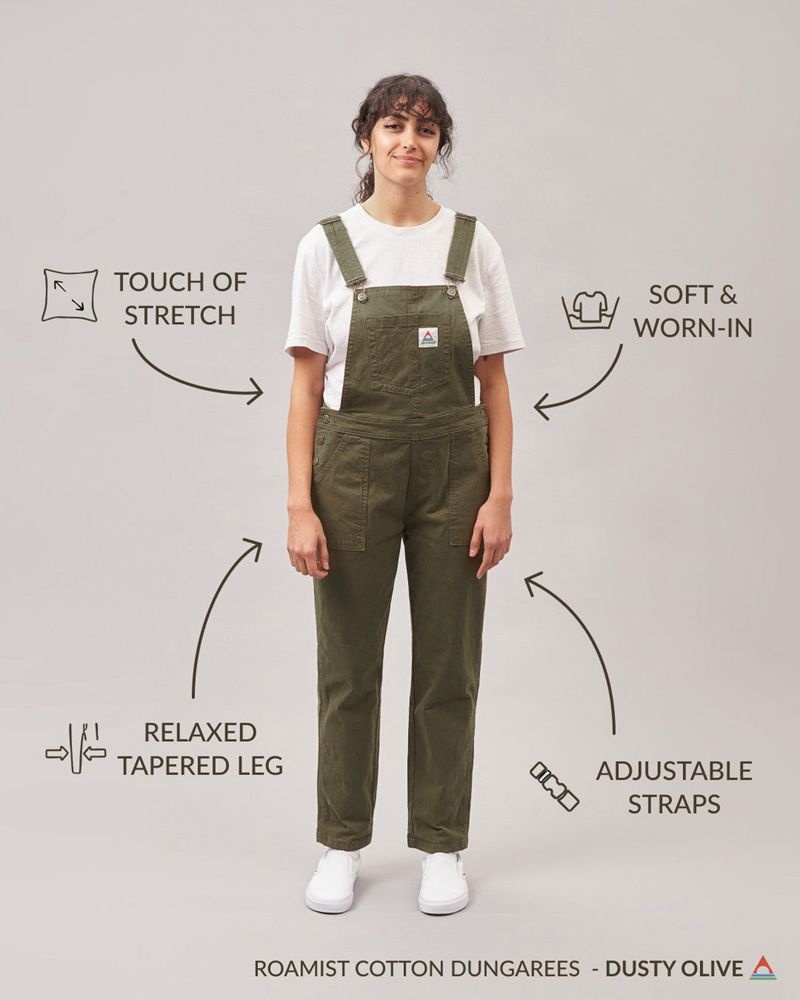 Women's Passenger Roamist Organic Cotton Dungarees Khaki | US-YLJZTM064