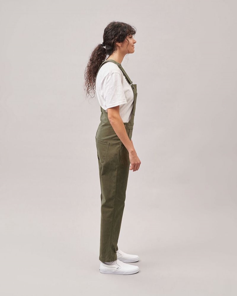 Women's Passenger Roamist Organic Cotton Dungarees Khaki | US-YLJZTM064