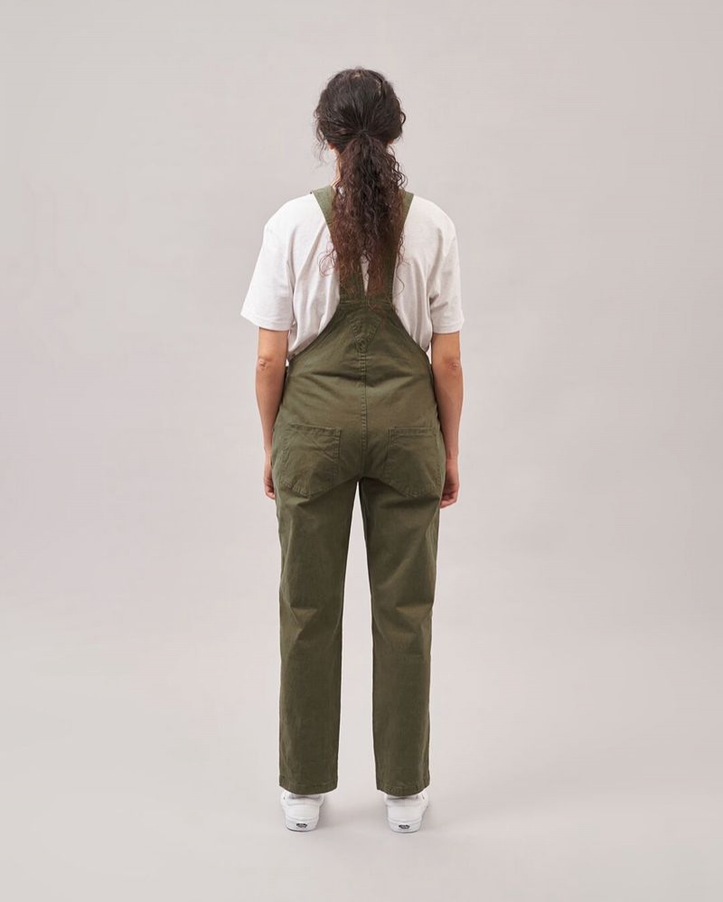 Women's Passenger Roamist Organic Cotton Dungarees Khaki | US-YLJZTM064