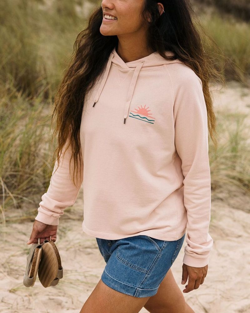 Women's Passenger Rolling Slow Recycled Cotton Hoodie Peachy Pink | US-WUYQKT160