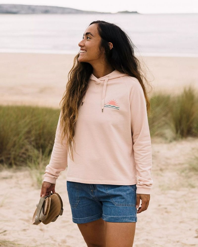 Women's Passenger Rolling Slow Recycled Cotton Hoodie Peachy Pink | US-WUYQKT160