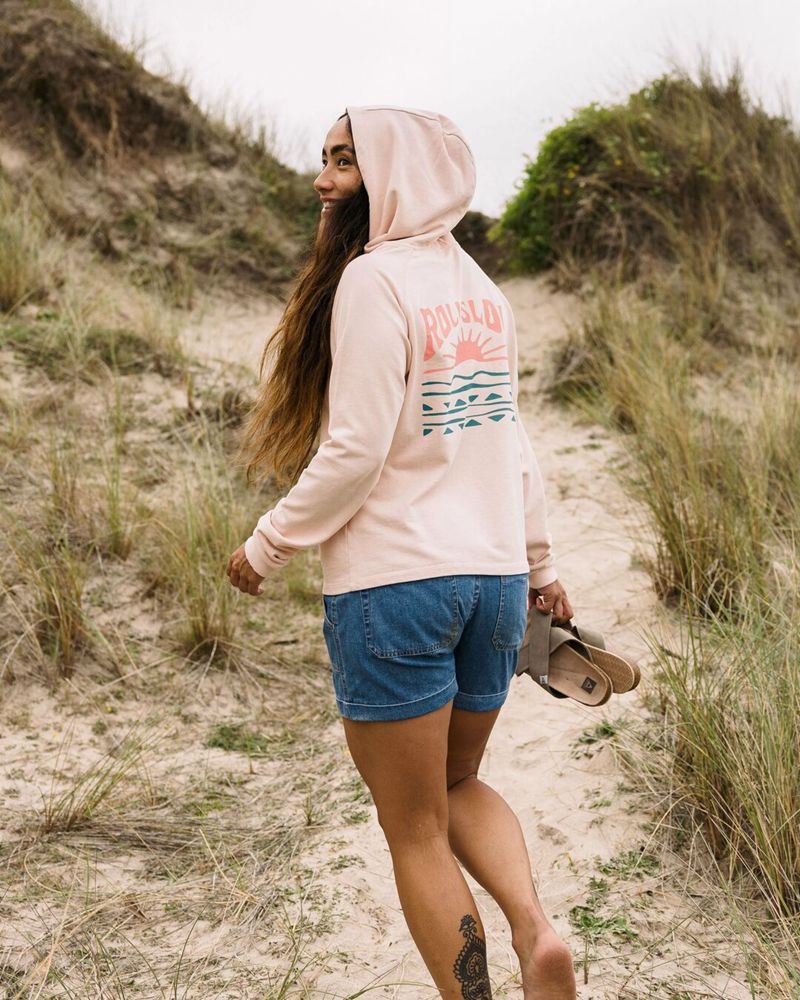 Women's Passenger Rolling Slow Recycled Cotton Hoodie Peachy Pink | US-WUYQKT160