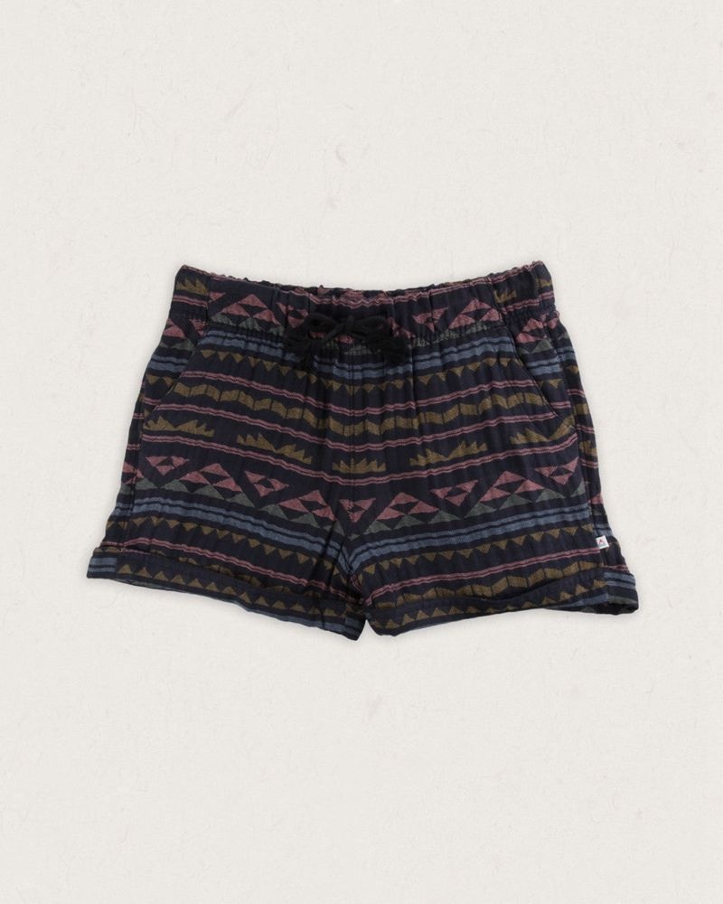 Women's Passenger Santosa Organic Cotton Jacquard Shorts Black Geo Pattern | US-JVGERQ471