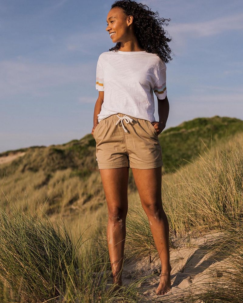 Women's Passenger Santosa Twill Shorts Khaki | US-DTECUH278