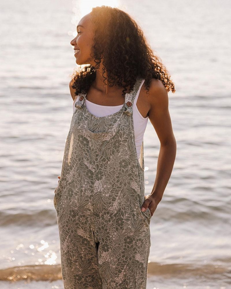 Women's Passenger Serenity Organic Cotton Dungarees green | US-QYDCWI480