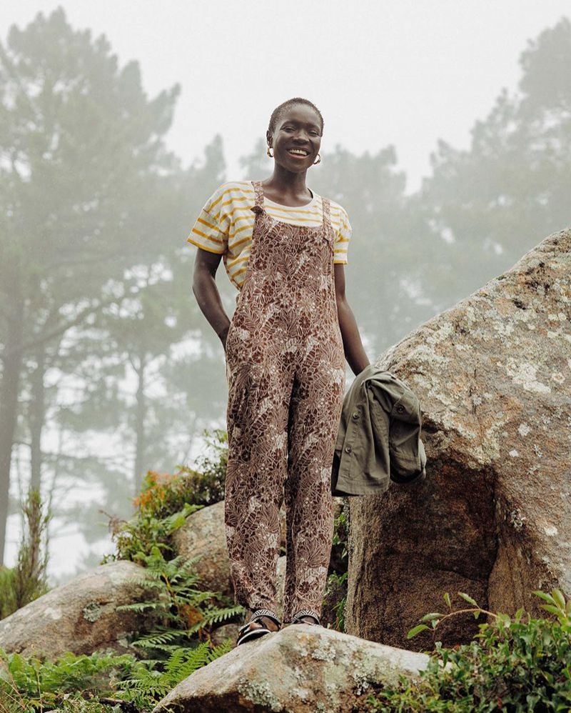 Women's Passenger Serenity Organic Cotton Dungarees Chestnut Floral Pattern | US-ZMGYNU870