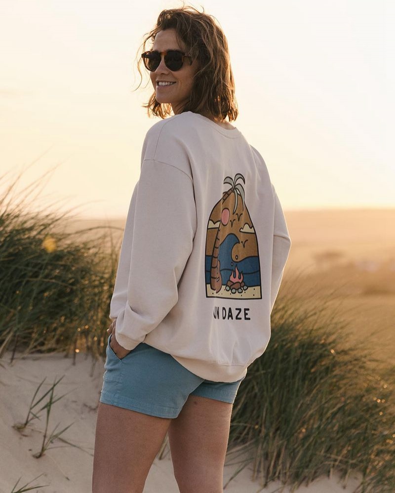 Women's Passenger Sundaze Recycled Cotton Sweatshirt Beige | US-DHFLNR450