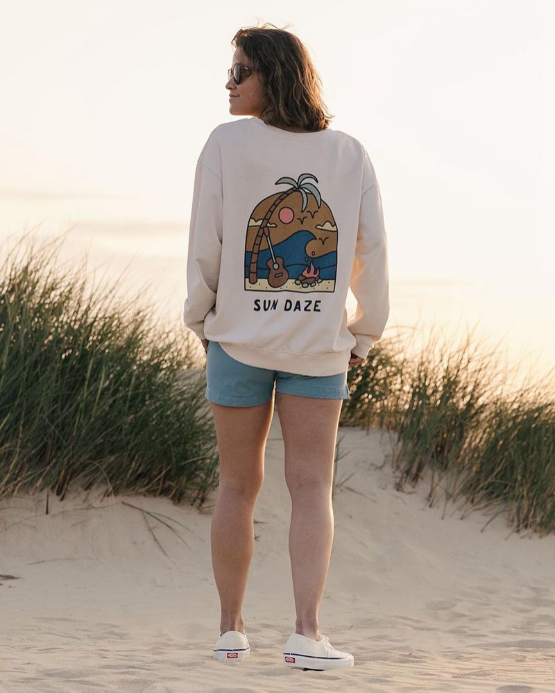 Women's Passenger Sundaze Recycled Cotton Sweatshirt Beige | US-DHFLNR450