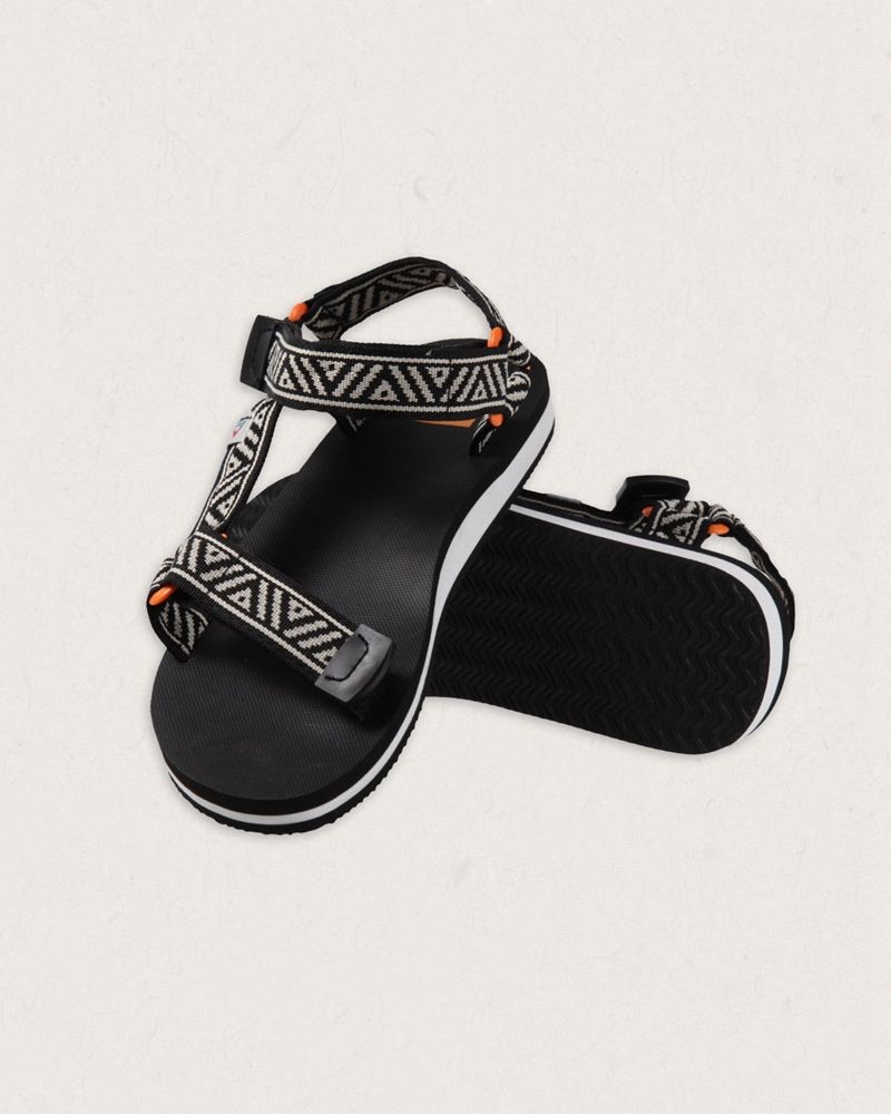 Women's Passenger Venice Sandals Black/ White Pattern | US-NBKSDC137