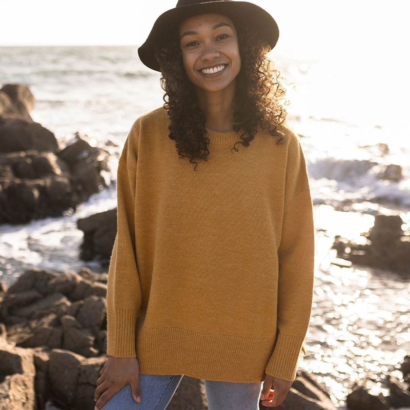 Women's Passenger West Coast Knitted Jumper Ochre Yellow | US-ENOYXC149