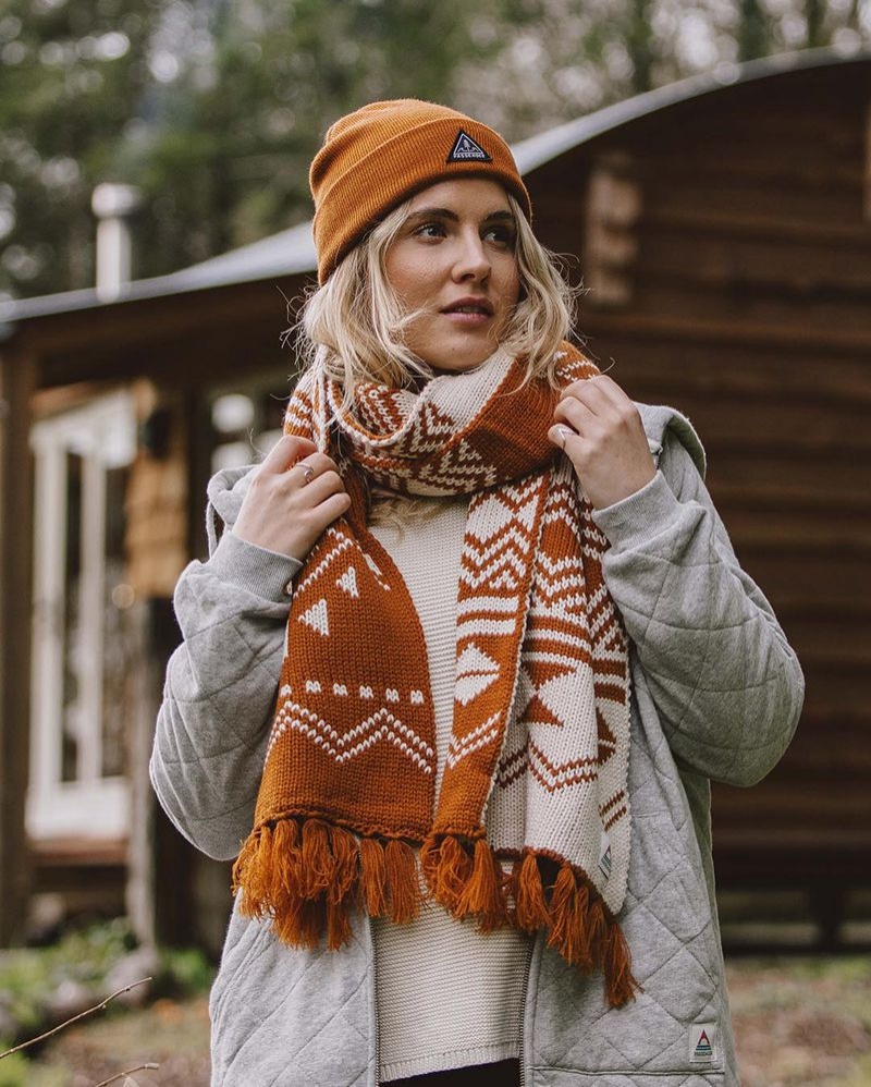 Women's Passenger West Coast Recycled Acrylic Scarf Orange Brown | US-RWQYVO890