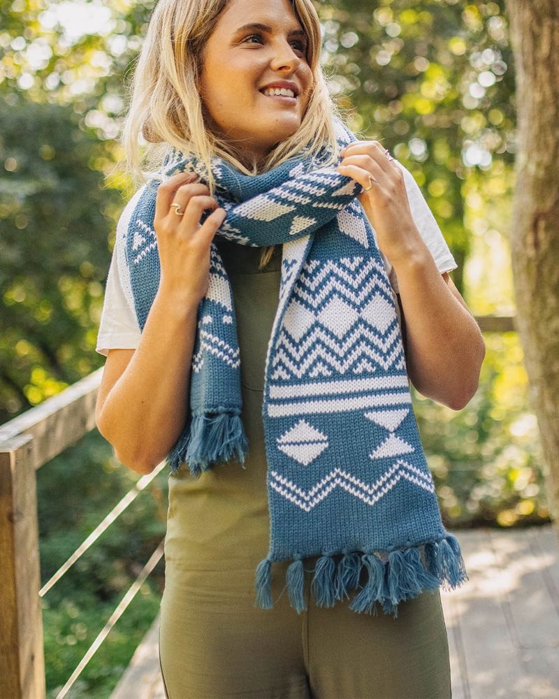 Women's Passenger West Coast Recycled Acrylic Scarf Blue Steel | US-ZPCUFX396