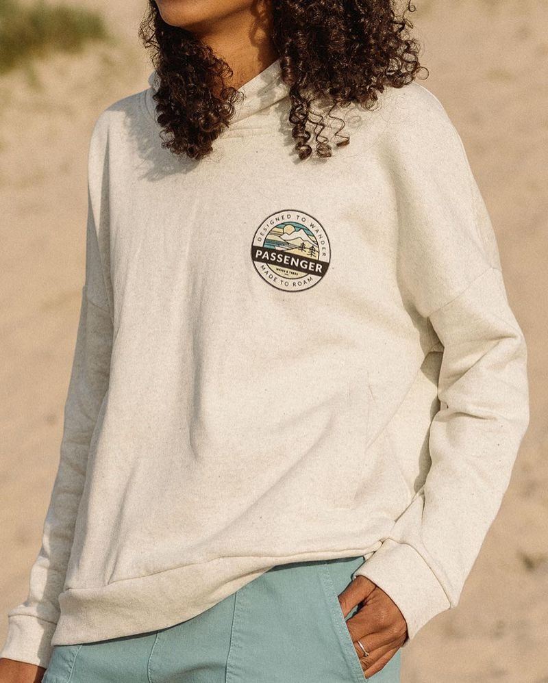 Women's Passenger Wilds Recycled Cotton Hoodie Milky Marl | US-LGXCJQ082