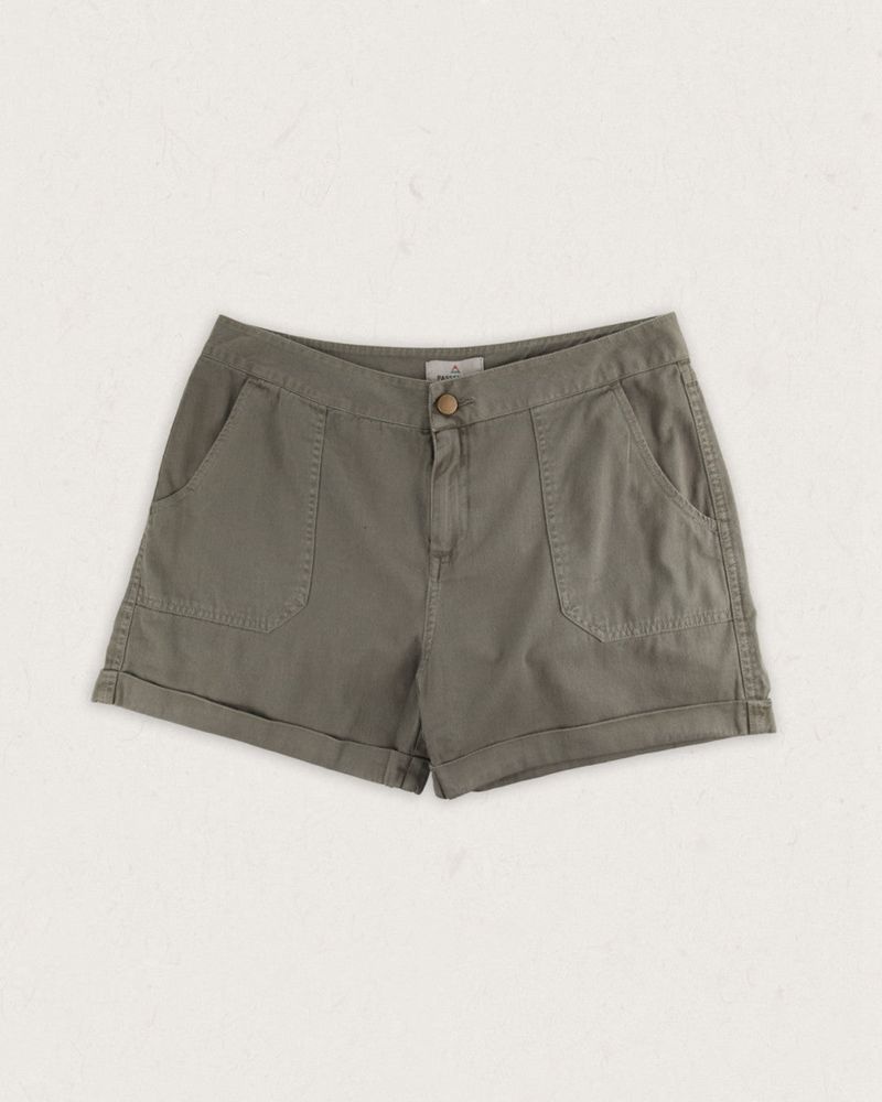 Women's Passenger Ziggy Organic Cotton Shorts Dusty Olive | US-EVDYZN139