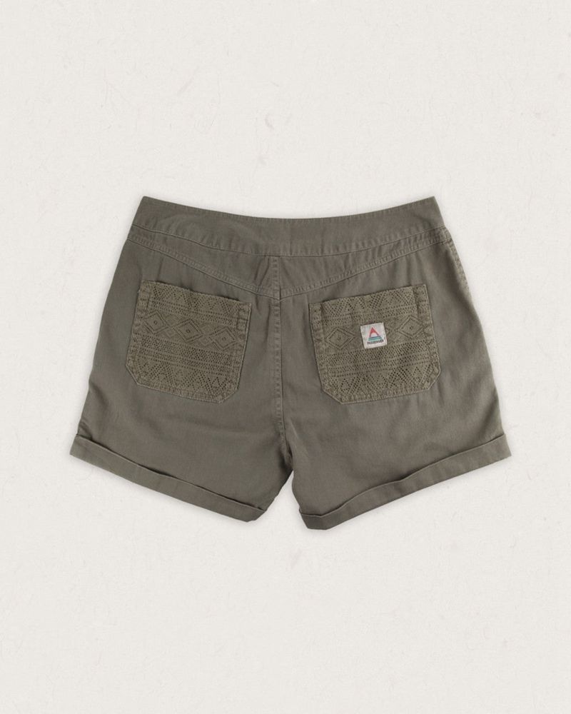 Women's Passenger Ziggy Organic Cotton Shorts Dusty Olive | US-EVDYZN139